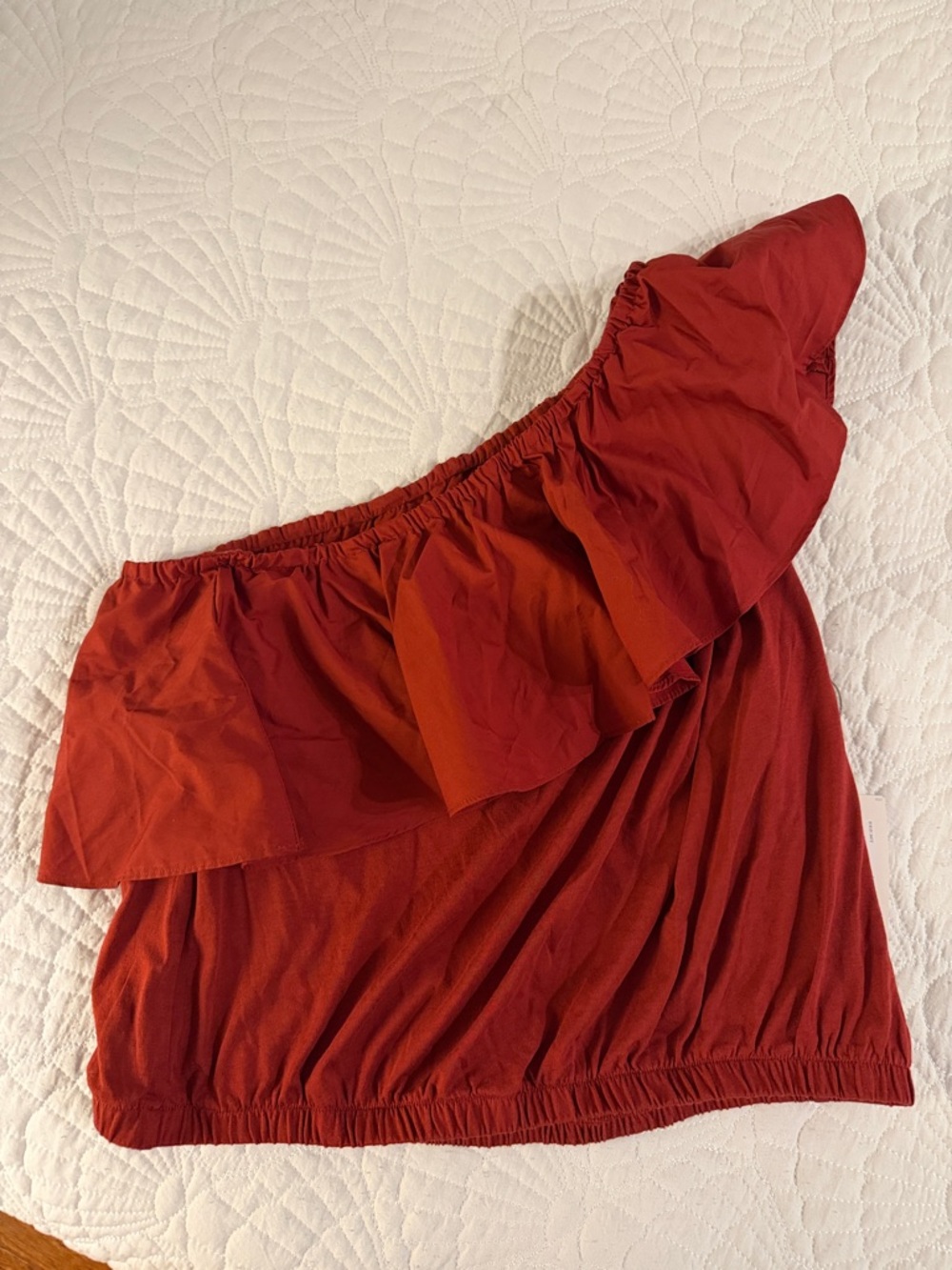 a new day Red One-Shoulder Ruffle Crop Top - Picture 3 of 8